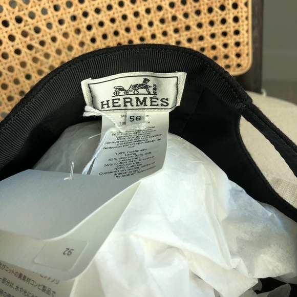 Hermes Black Cashmere Baseball Cap 56 main image 7